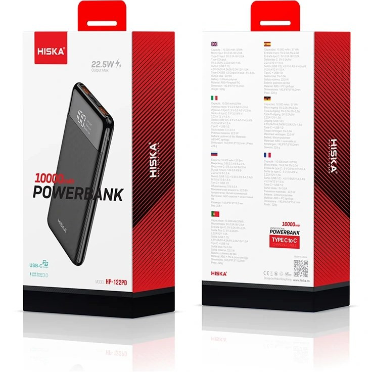 پاوربانک هیسکا مدل HP-122PD ظرفیت 10000 میلی آمپر