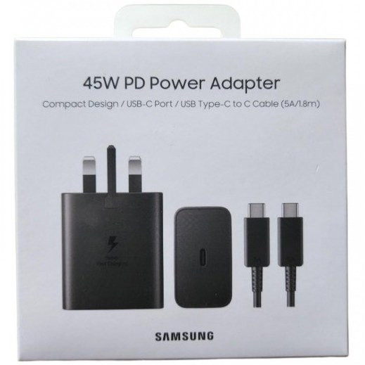 شارژر دیواری 45 وات سامسونگ مدل EP-TA4510 به همراه کابل تبدیل USB-C دو پین